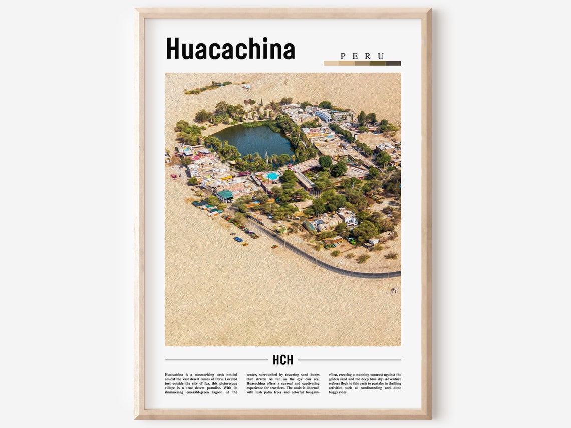 Huacachina Poster Huacachina Print Huacachina Wall Art South America Poster South America Print Travel Poster