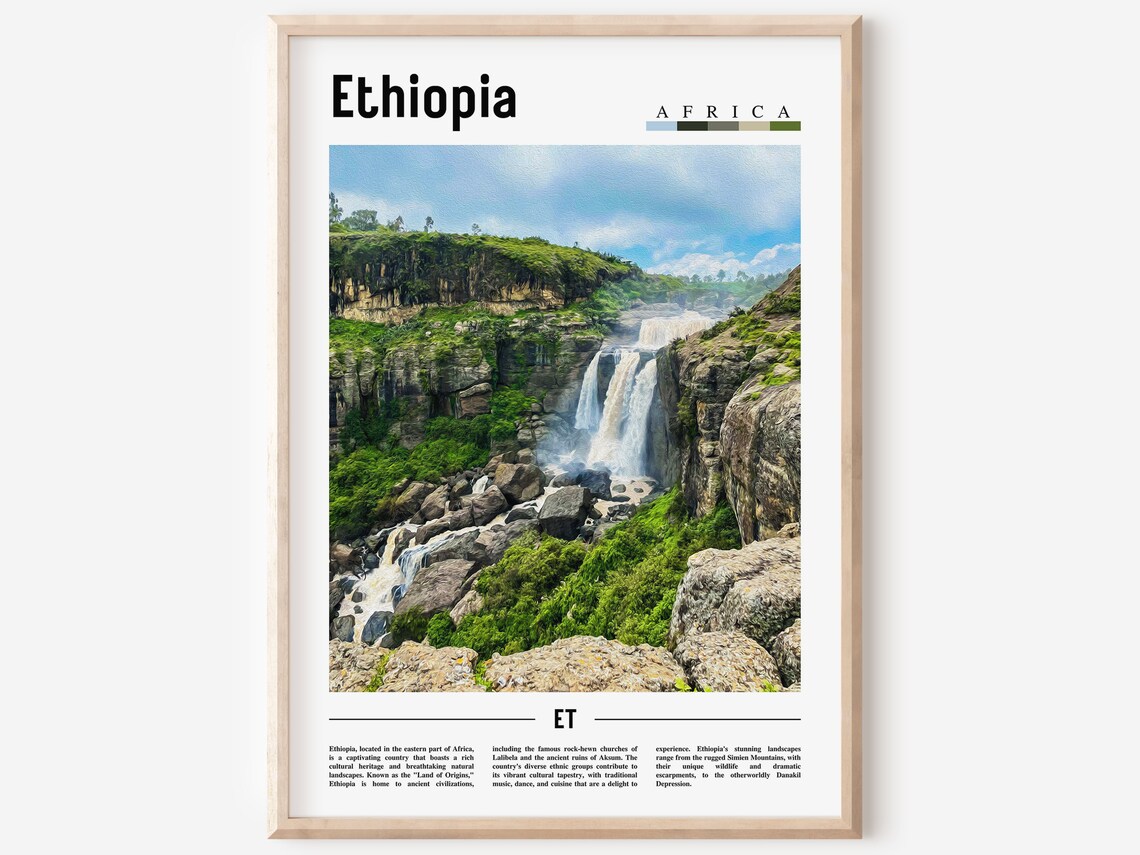 Ethiopia Poster Ethiopia Print Ethiopia Wall Art Minimal Travel Print Travel Destination Oil Painting Poster