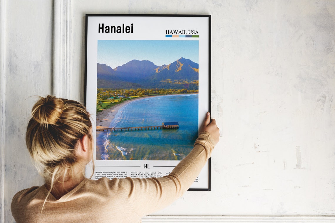Hanalei Print Hanalei Poster Hanalei Wall Art Oil Painting Poster Colorful City Print City Artwork Travel Artwork Travel Wall Art - Image 5