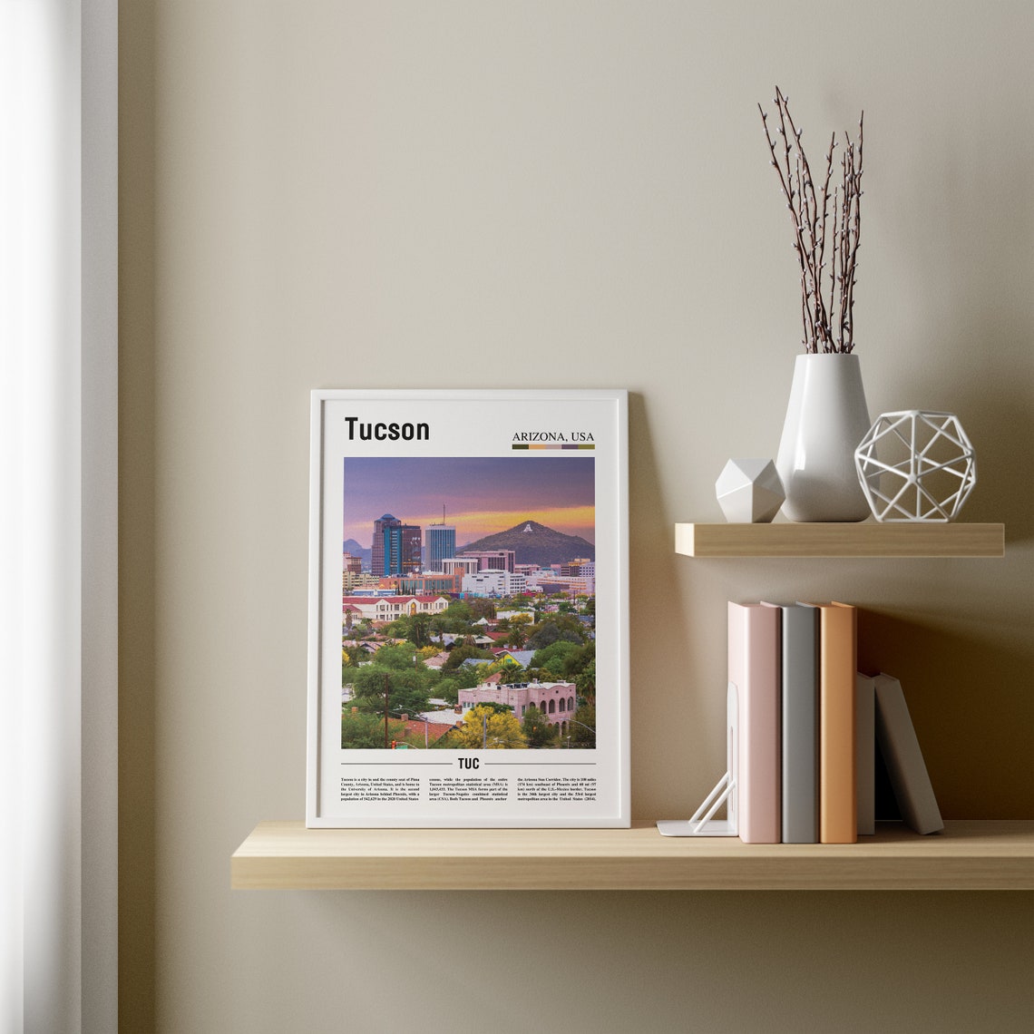 Tucson Print Tucson Poster Tucson Wall Art Oil Painting Poster Colorful City Print City Artwork Travel Artwork Travel Wall Art - Image 3