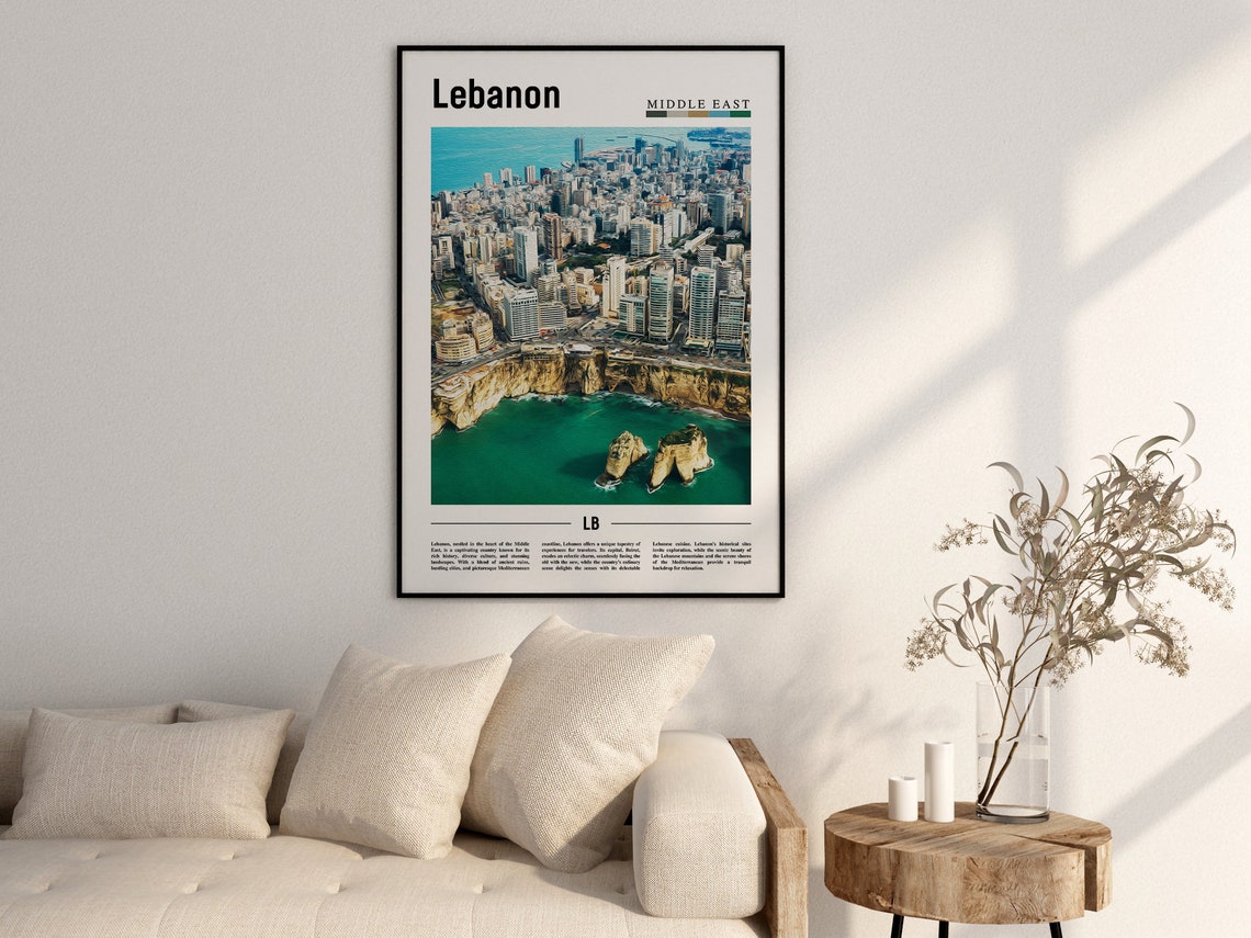 Lebanon Poster Lebanon Print Lebanon Wall Art Minimal Travel Print Travel Destination Oil Painting Poster - Image 2