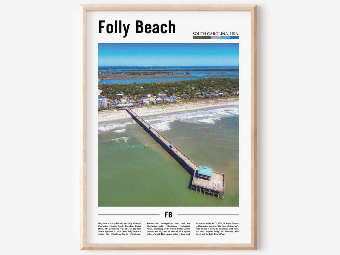 Folly Beach Print Folly Beach Poster Folly Beach Wall Art Oil Painting Poster City Print City Artwork Travel Artwork Travel Wall Art
