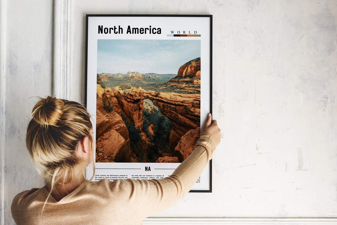 North America Minimal Travel Poster, Oil Painting - Image 5