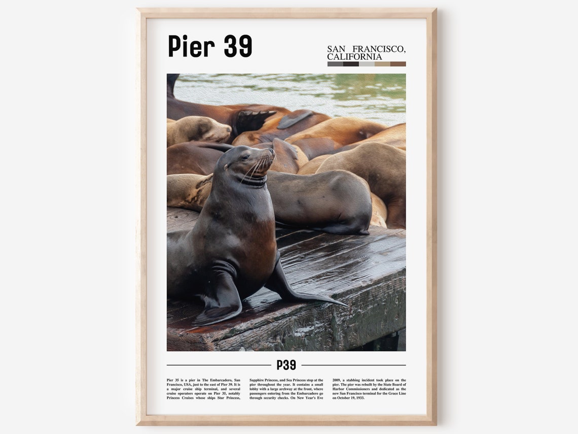 Pier 39 Print Pier 39 Poster Pier 39 Wall Art Minimal Travel Print Minimal City Poster Travel Destination Print Oil Painting Poster