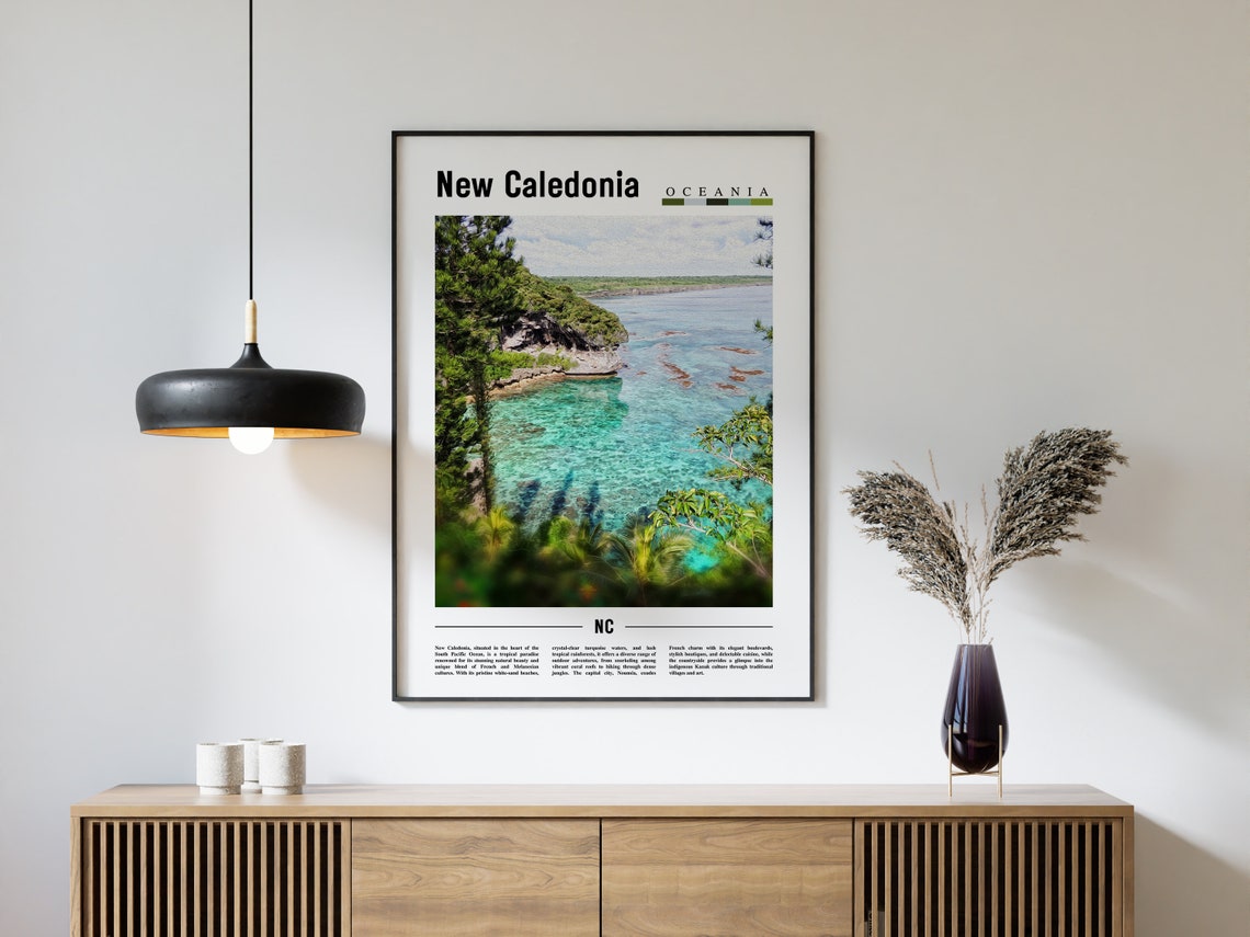 New Caledonia Poster New Caledonia Print New Caledonia Wall Art Minimal Travel Print Travel Destination Oil Painting Poster - Image 4