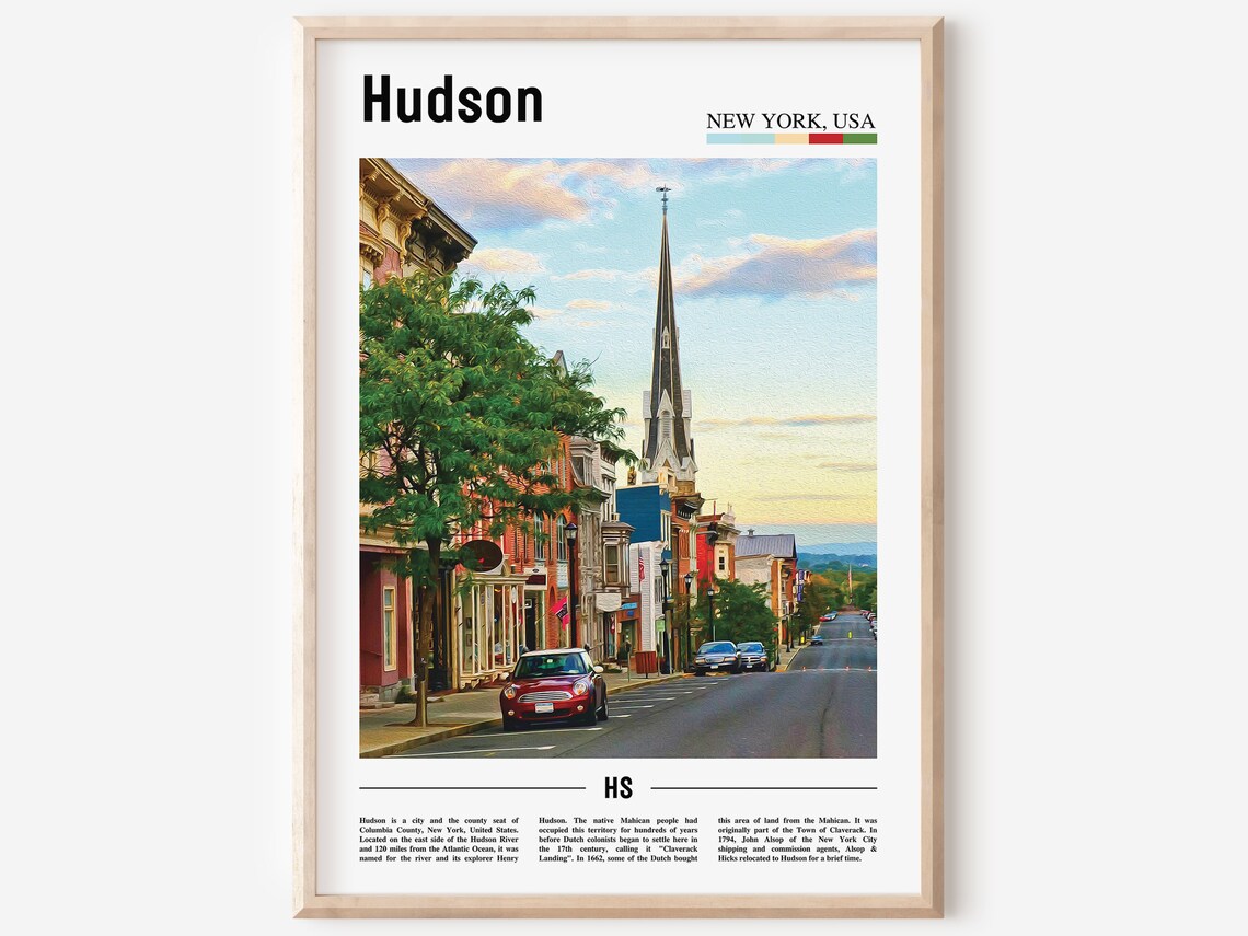 Hudson Colorful City Poster Print, Oil Painting