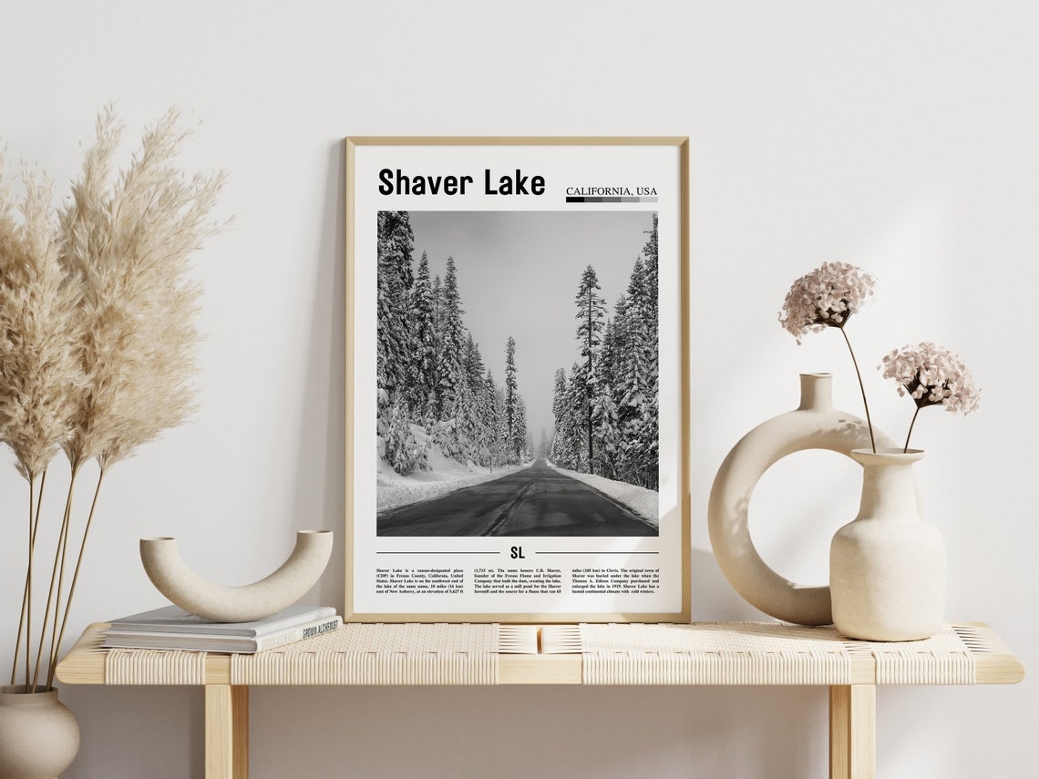 Shaver Lake Poster Black And White Shaver Lake Print Black And White Shaver Lake Wall Art Minimal Travel Print Travel Poster - Image 6