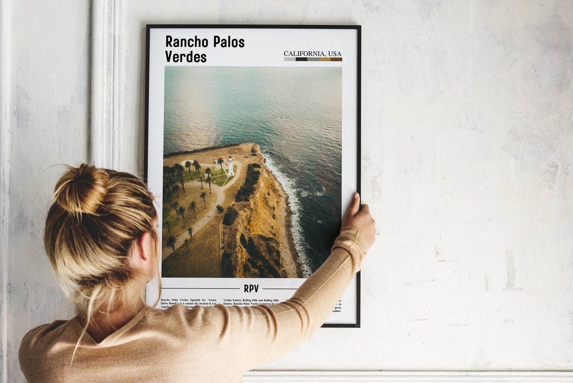 Rancho Palos Verdes Print Rancho Palos Verdes Poster Rancho Palos Verdes Wall Art Minimal Travel Print City Poster Oil Painting Poster - Image 5