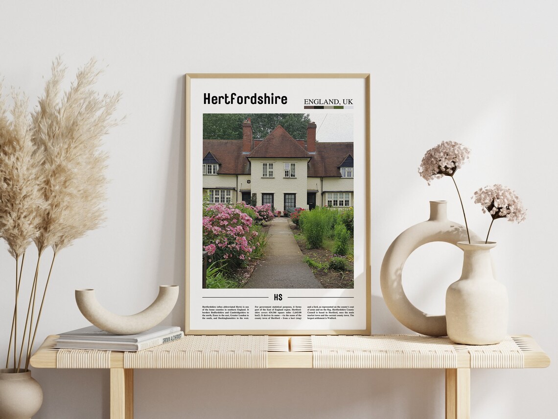 Hertfordshire Minimal Travel Poster, Oil Painting - Image 6