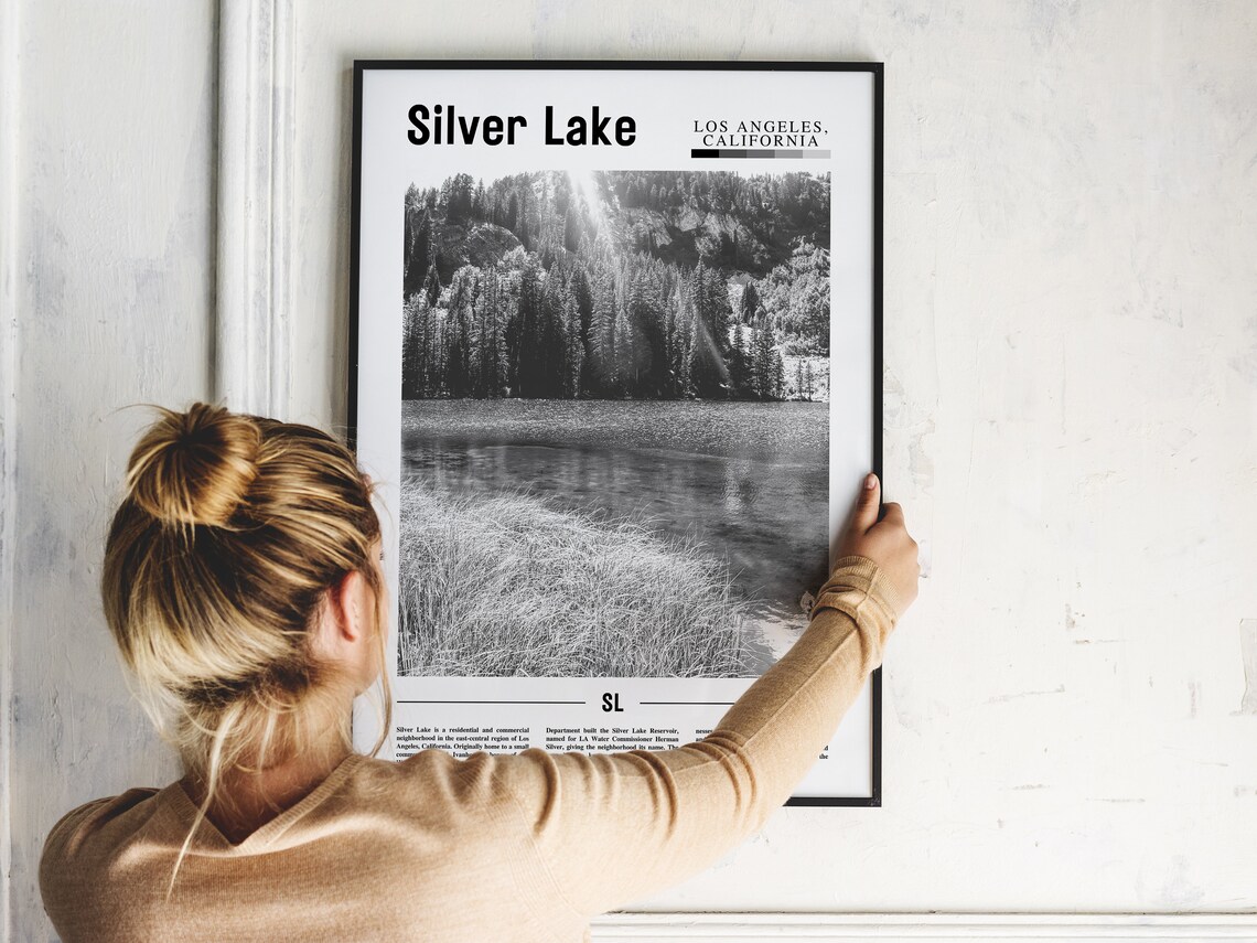 Silver Lake, Black And White Travel Poster - Image 5
