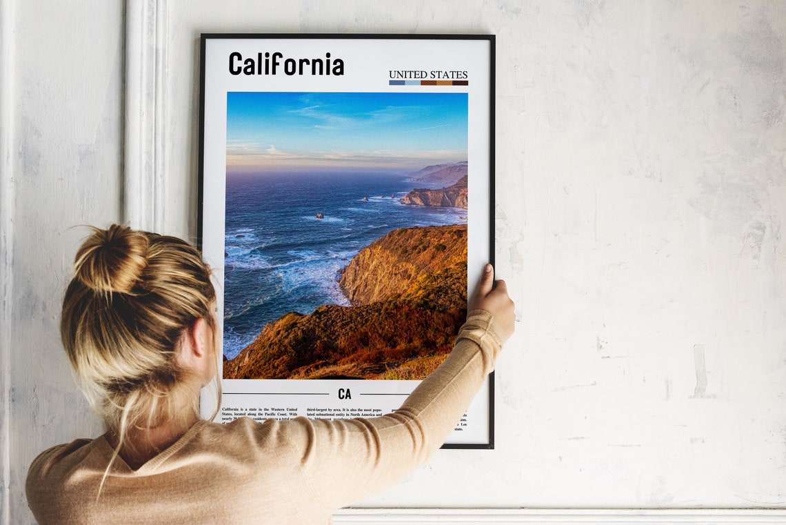 California Poster California Print California Wall Art Minimal Travel Print Minimal City Poster Travel Destination Oil Painting Poster - Image 4