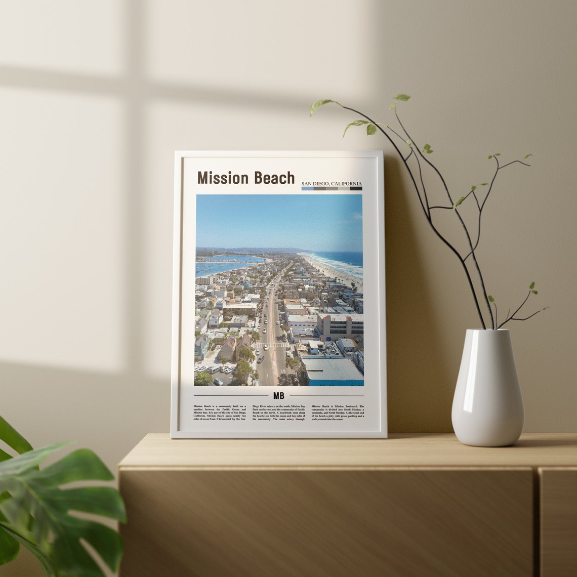 Mission Beach Print Mission Beach Poster Mission Beach Wall Art Oil Painting Poster City Artwork Travel Artwork Travel Wall Art - Image 2