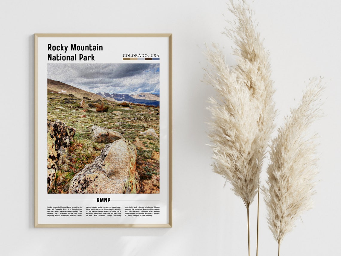 Rocky Mountain National Park Poster Rocky Mountain National Park Print Rocky Mountain National Park Wall Art Oil Painting Poster - Image 4