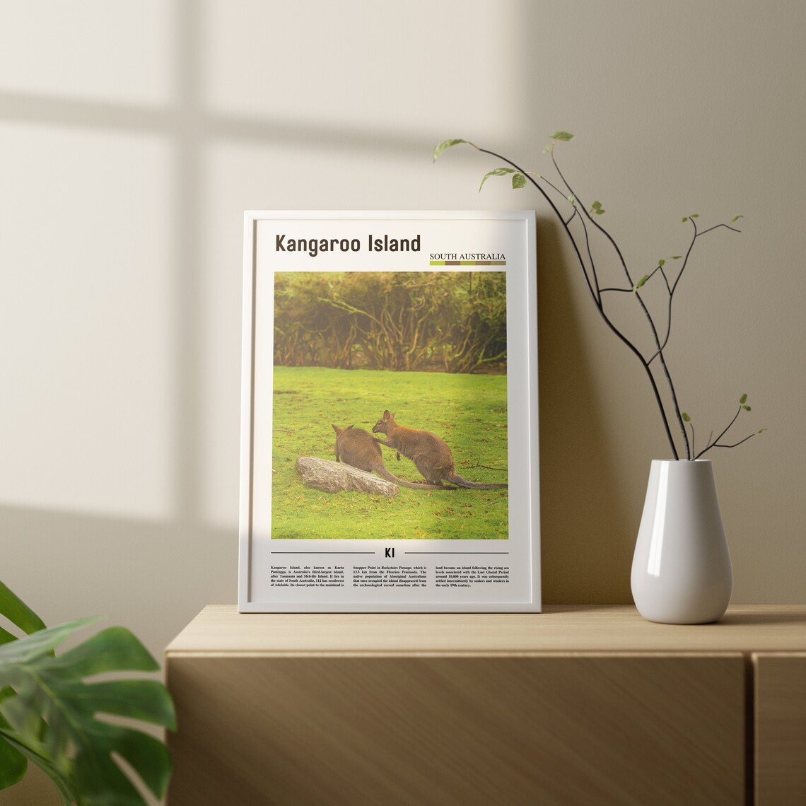 Kangaroo Island Kangaroos Meadow Green Bush Wildlife Scene Poster - Image 2