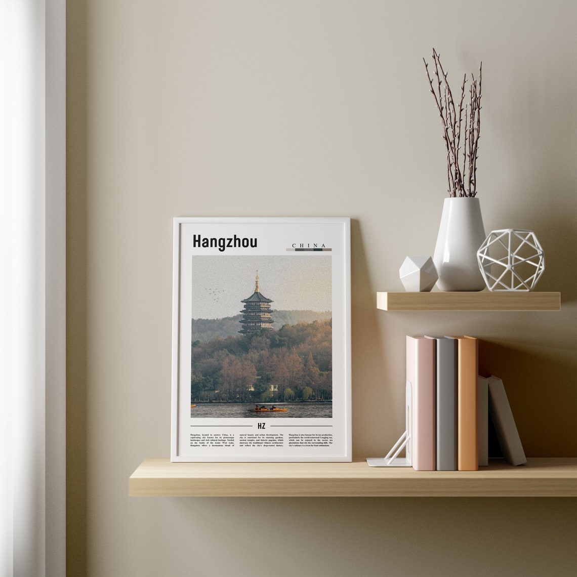 Hangzhou Poster Hangzhou Print Hangzhou Wall Art Asia Print Asia Poster Asia Photo Minimal Travel Poster - Image 3