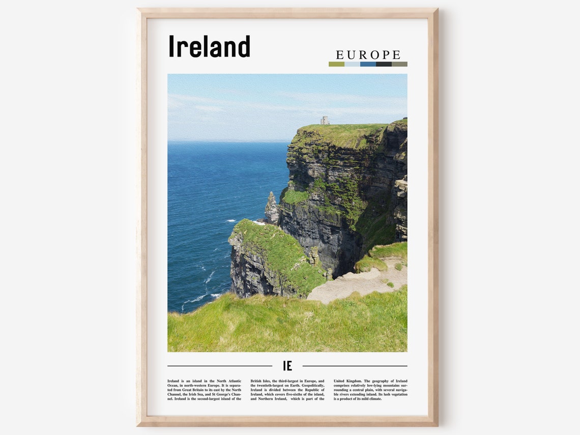 Ireland Poster Ireland Print Ireland Wall Art Minimal Travel Print Minimal City Poster Travel Destination Oil Painting Poster