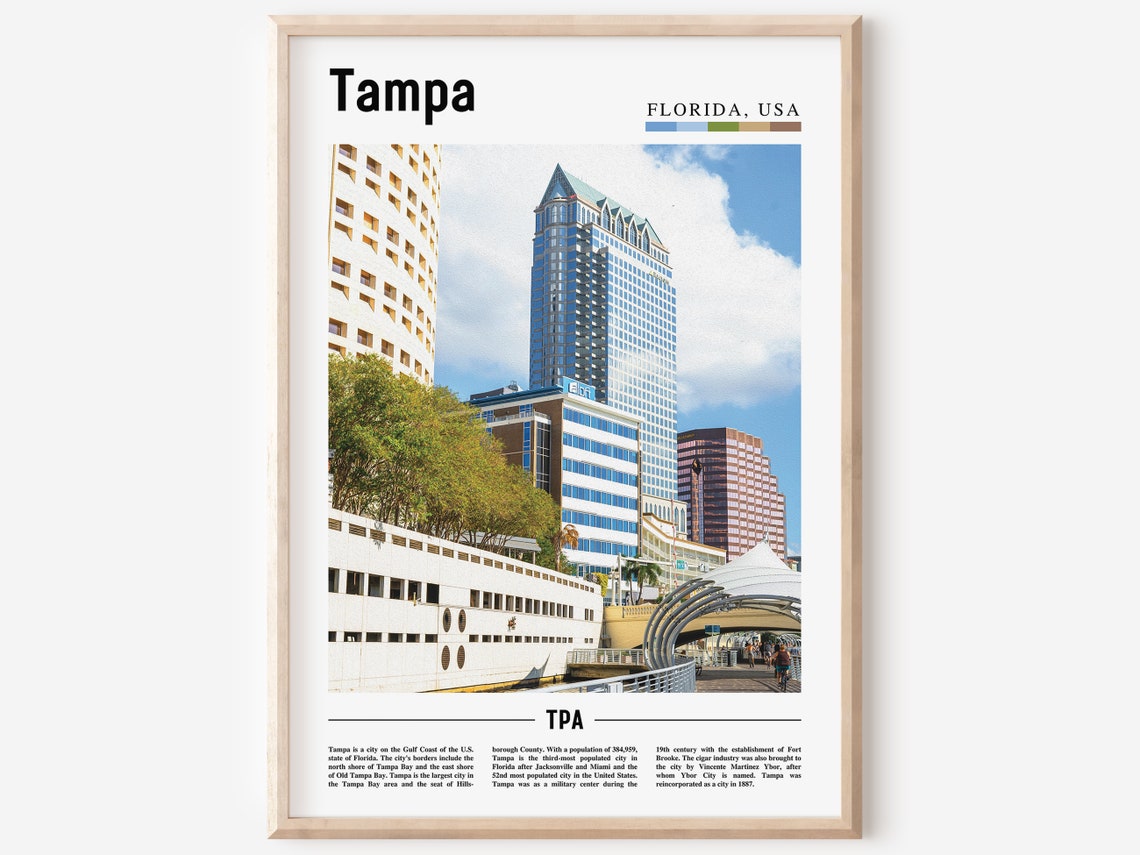 Tampa Print Tampa Poster Tampa Wall Art Oil Painting Poster Colorful City Print City Artwork Travel Artwork Travel Wall Art