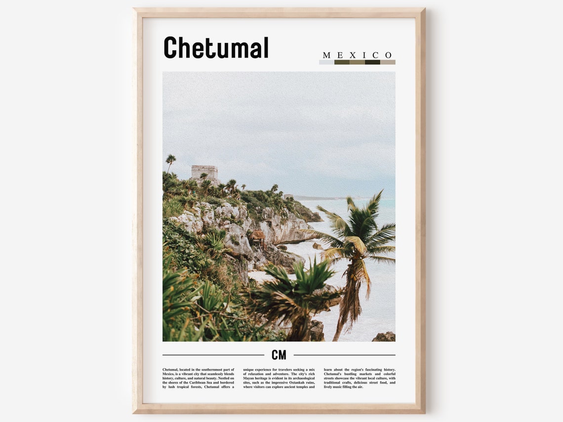 Chetumal Poster Chetumal Print Chetumal Wall Art Minimal Travel Print Travel Destination Oil Painting Poster
