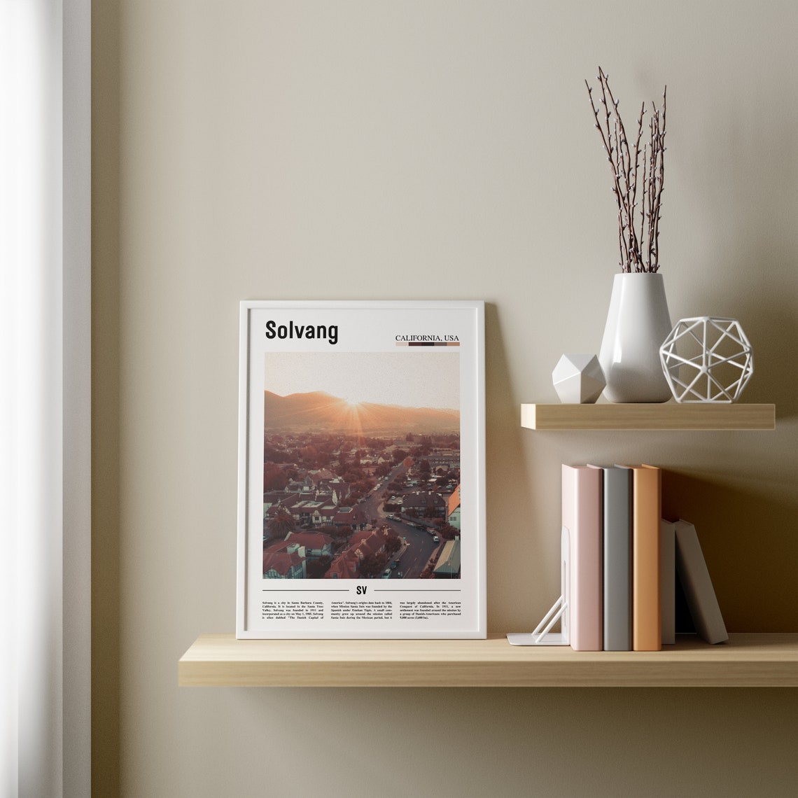 Solvang Print Solvang Poster Solvang Wall Art Minimal Travel Print Minimal City Poster Travel Destination City Print Oil Painting Poster - Image 2