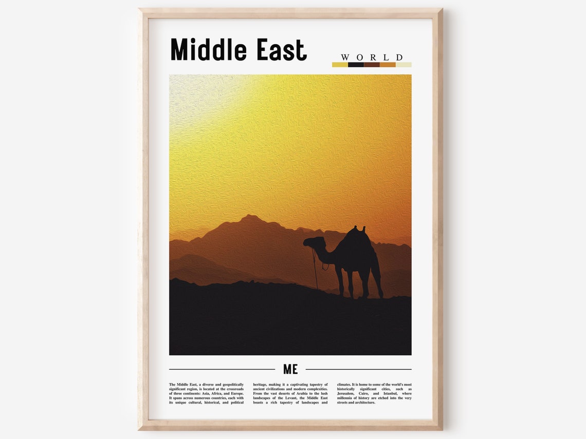 Middle East Poster Middle East Print Middle East Wall Art Minimal Travel Print Travel Destination Oil Painting Poster