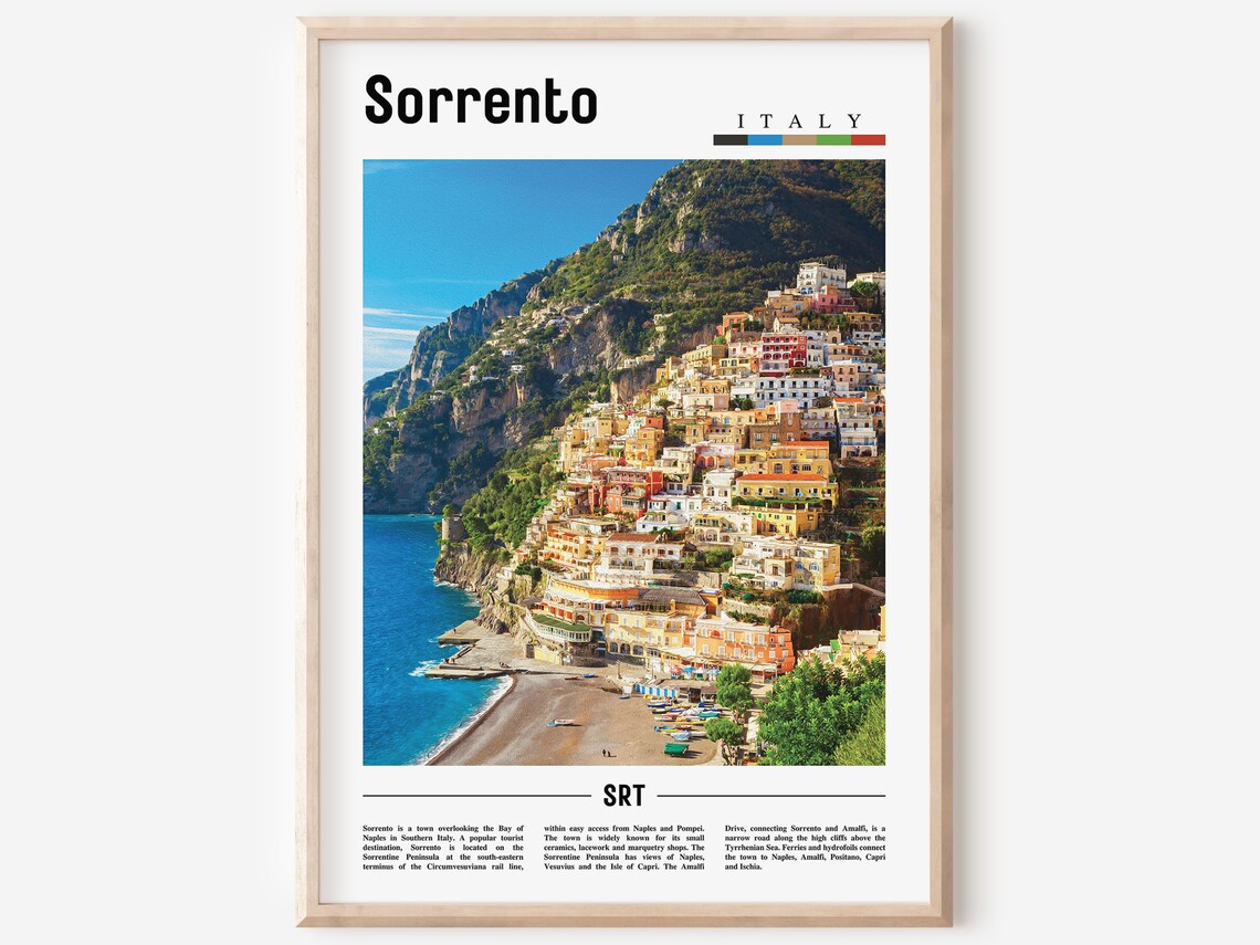 Sorrento Minimal Travel Poster, Italy Photo