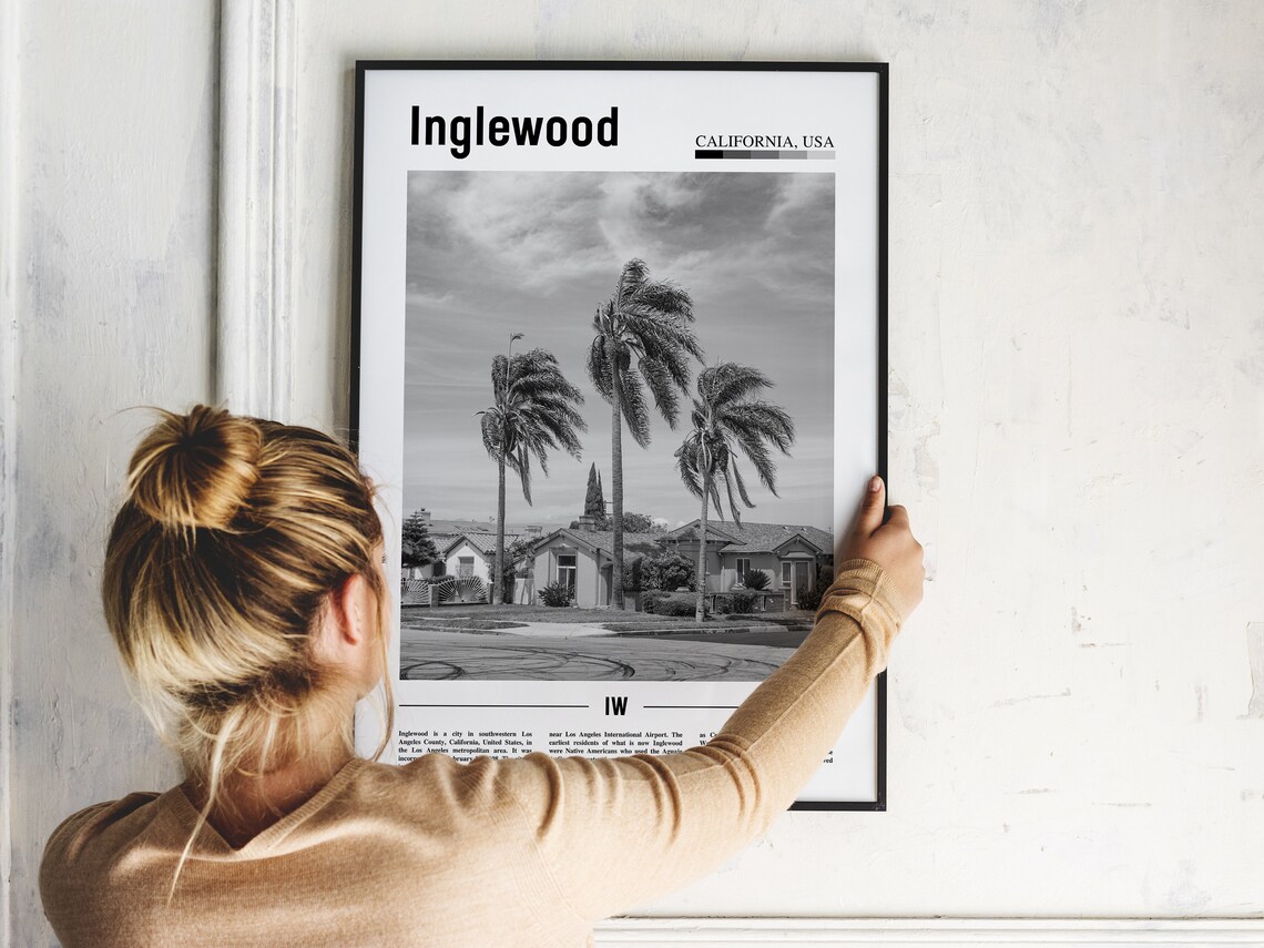 Inglewood Poster Black And White Inglewood Print Black And White Inglewood Wall Art Minimal Travel Print Travel Poster - Image 5
