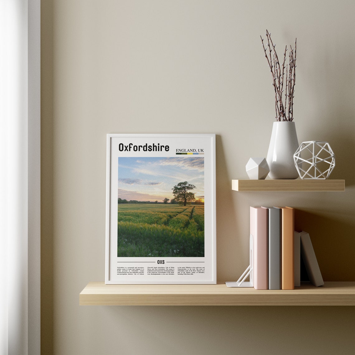 Oxfordshire Print Oxfordshire Poster Oxfordshire Wall Art Minimal Travel Print Minimal City Poster Travel Destination Oil Painting Poster - Image 2