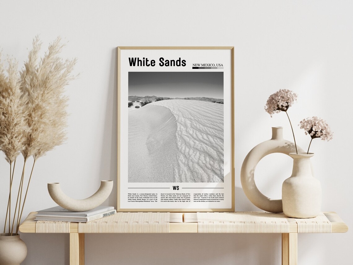 White Sands Black And White Travel Poster - Image 6