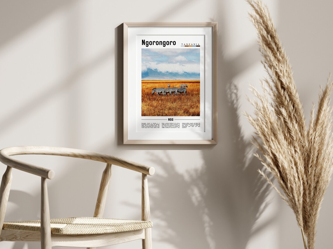 Ngorongoro Minimal Travel Poster, Oil Painting - Image 2