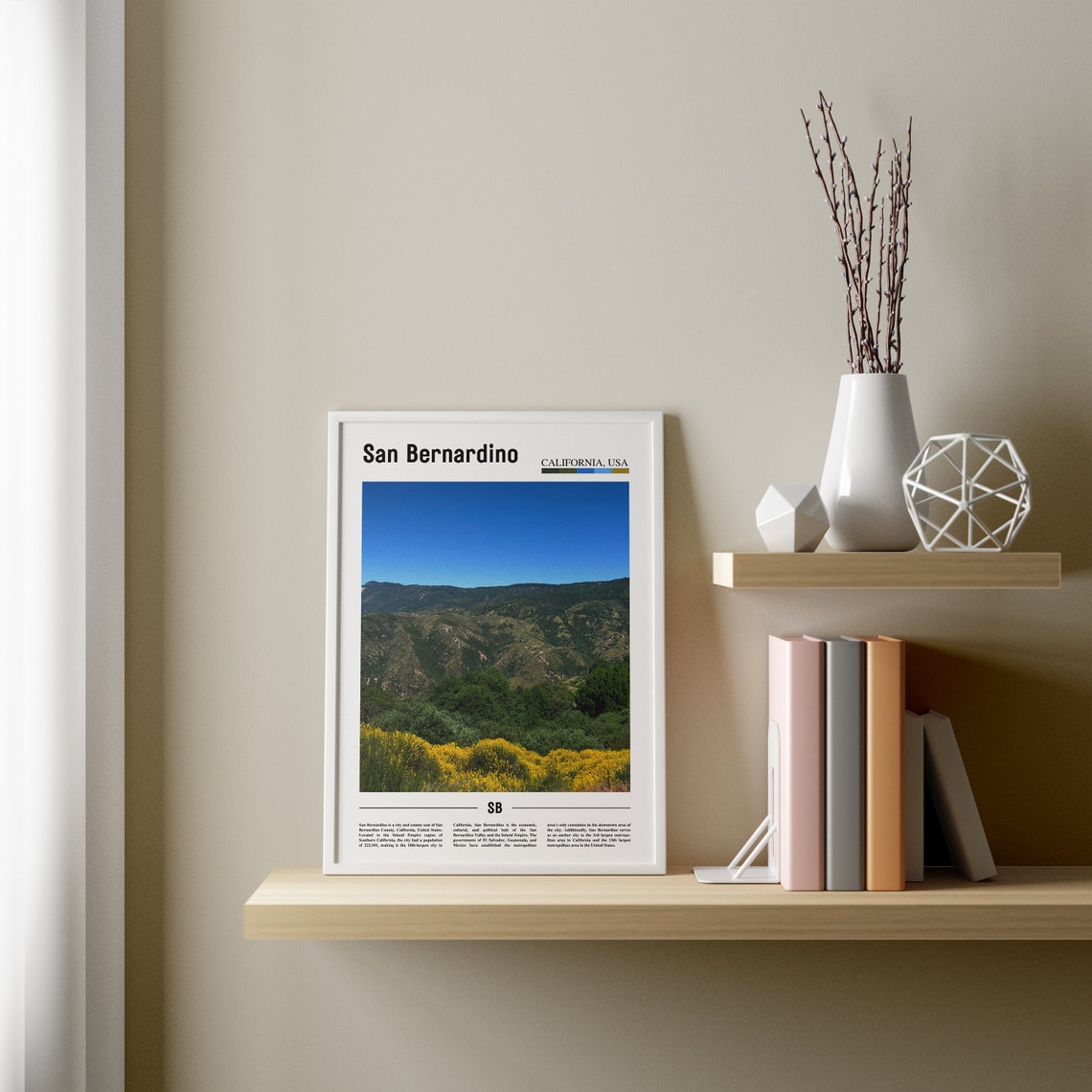 San Bernardino Print San Bernardino Poster San Bernardino Wall Art Minimal Travel Print Minimal Destination Poster Oil Painting Poster - Image 3
