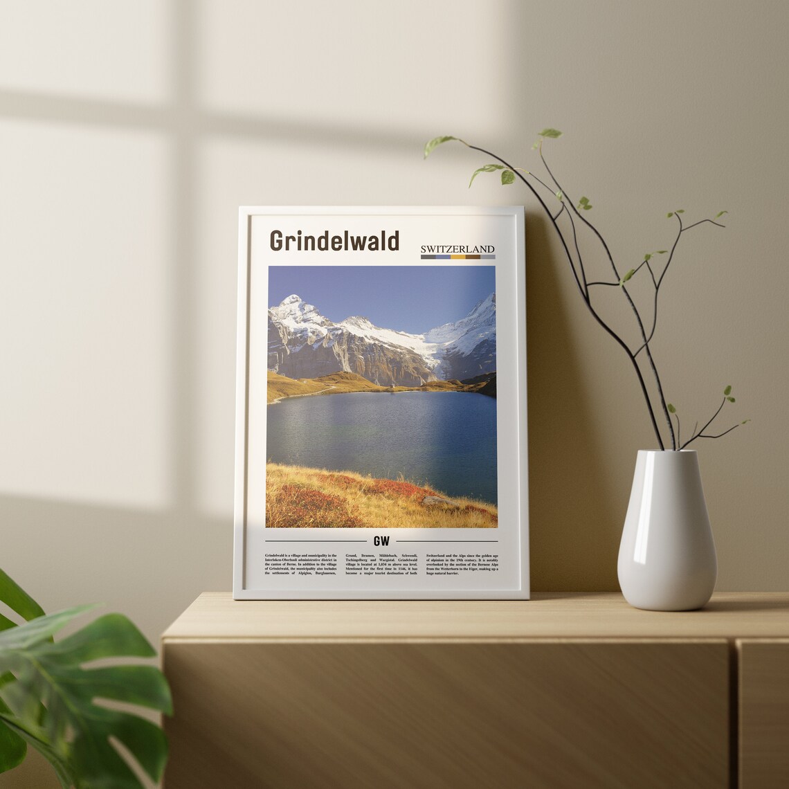 Grindelwald Print Grindelwald Poster Grindelwald Wall Art Oil Painting Poster City Print City Artwork Travel Artwork Travel Wall Art - Image 2
