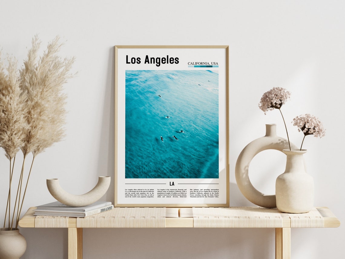 Los Angeles Print Los Angeles Poster Los Angeles Wall Art Minimal Travel Print Minimal City Poster Oil Painting Poster - Image 6