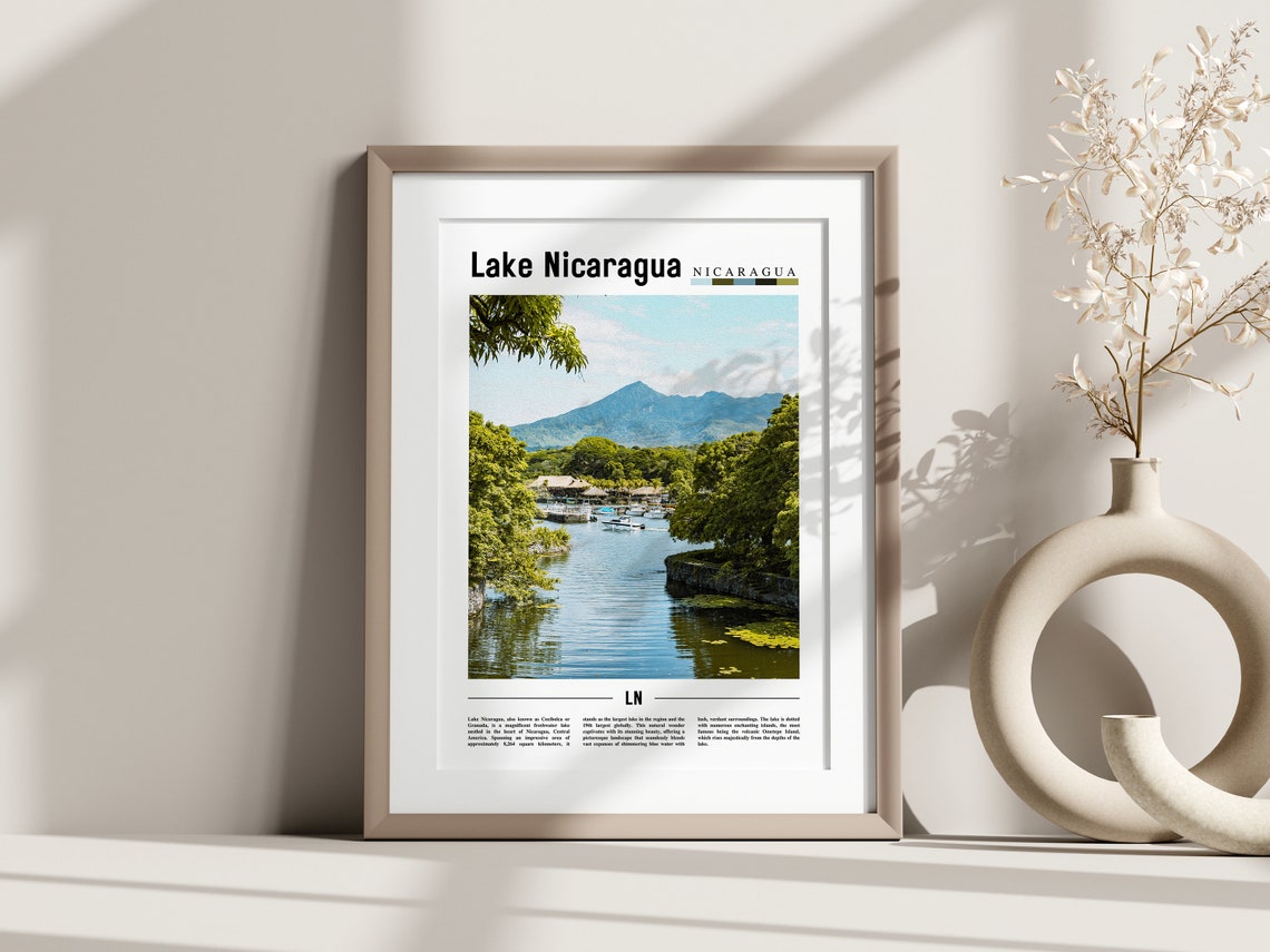 Lake Nicaragua Poster Lake Nicaragua Print Lake Nicaragua Wall Art Central America Poster Central America Print Travel Poster - Image 3