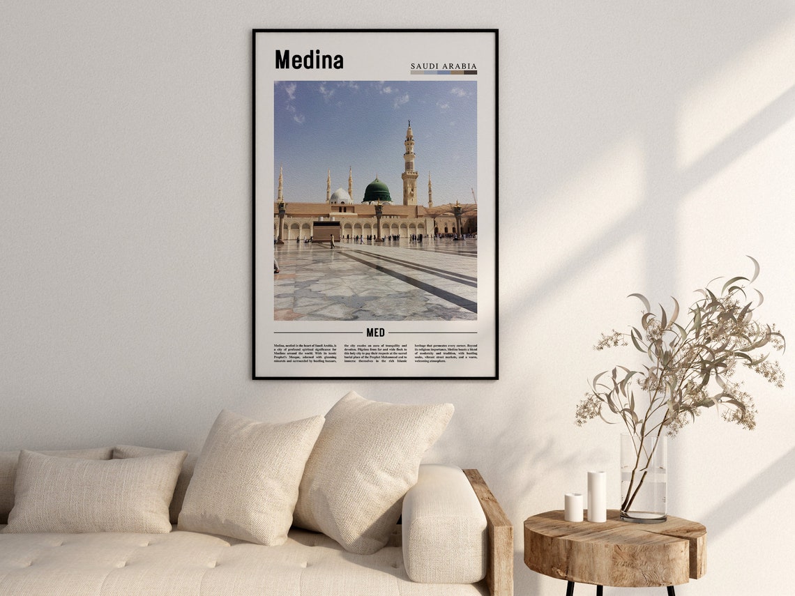 Medina Poster Medina Print Medina Wall Art Minimal Travel Print Travel Destination Oil Painting Poster - Image 2