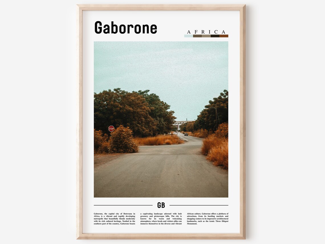 Gaborone Minimal Travel Poster, Oil Painting