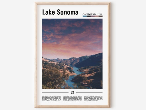 Lake Sonoma Print Lake Sonoma Poster Lake Sonoma Wall Art Minimal Travel Print Minimal City Poster Travel Destination Oil Painting Poster