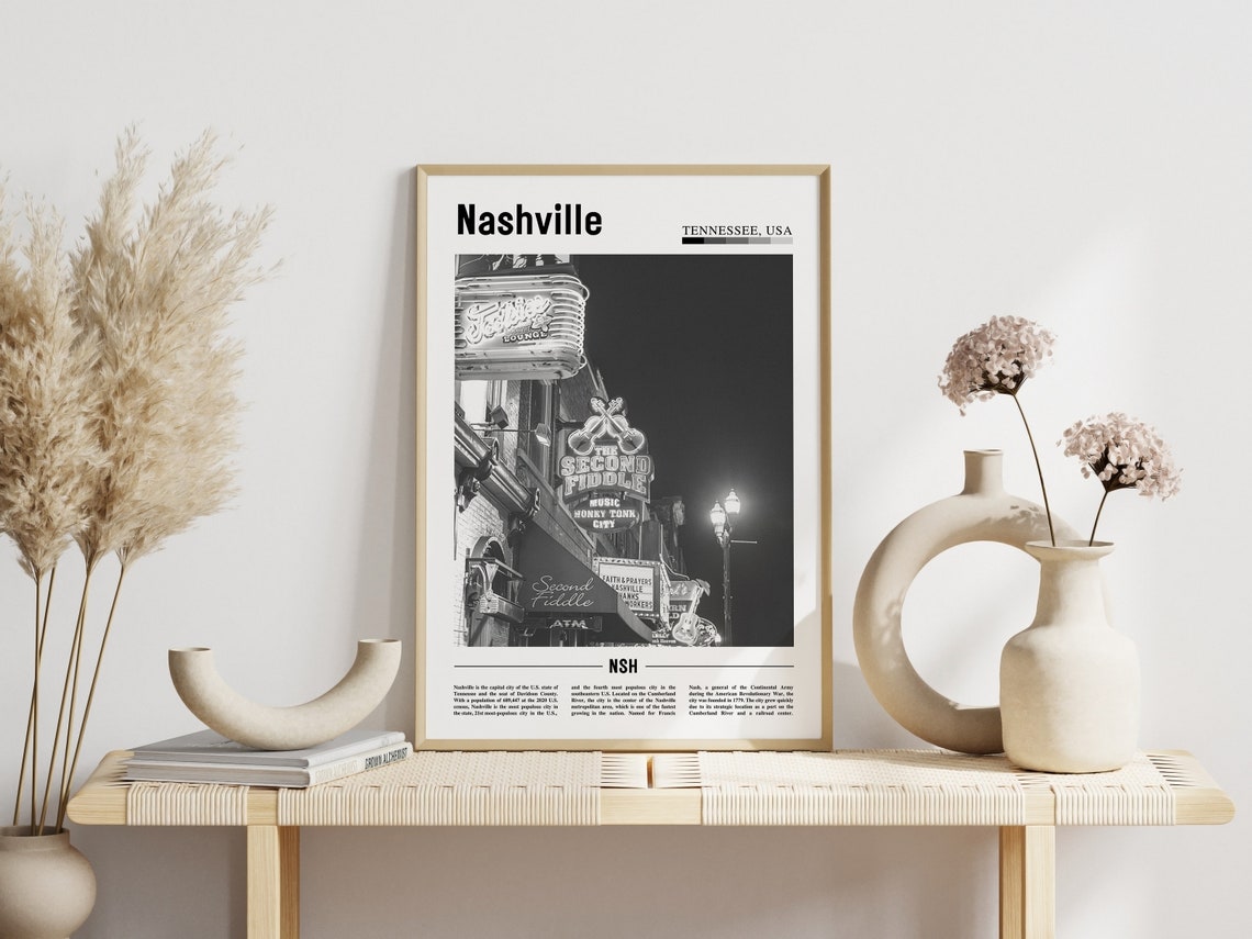 Nashville Poster Black And White Nashville Print Black And White Nashville Wall Art Minimal Travel Print Travel Poster - Image 6