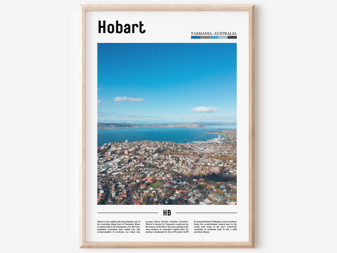 Hobart Print Hobart Poster Hobart Wall Art Minimal Travel Print Minimal City Poster Travel Destination City Print Oil Painting Poster