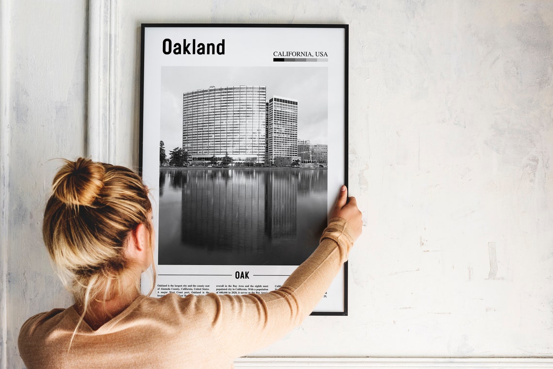 Oakland Print Black And White Oakland Poster Oakland Wall Art Travel Poster City Artwork Travel Artwork Travel Wall Art City Art Print - Image 4
