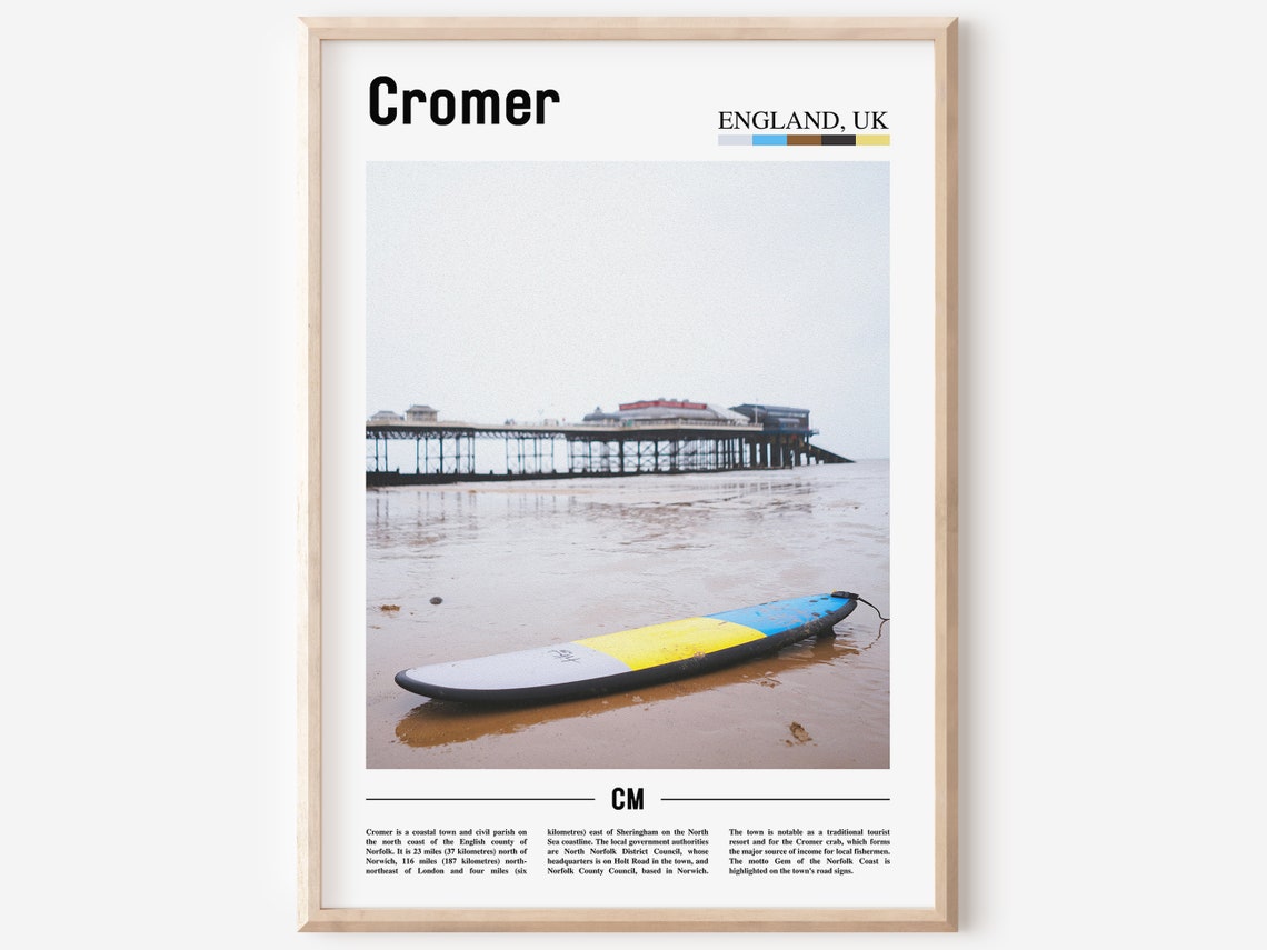 Cromer Print Cromer Poster Cromer Wall Art Minimal Travel Print Minimal City Poster Travel Destination City Print Oil Painting Poster