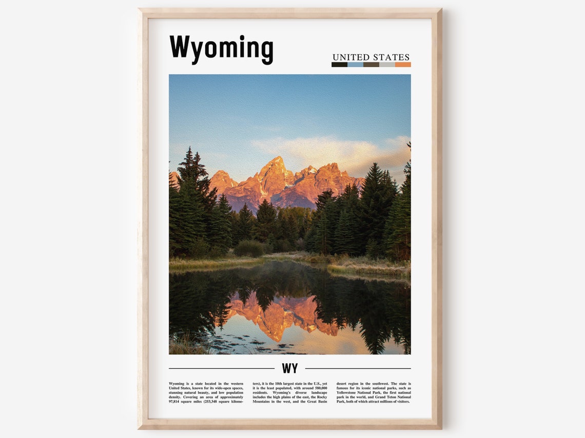 Wyoming Poster Wyoming Print Wyoming Wall Art United States Photo United States Poster United States Print