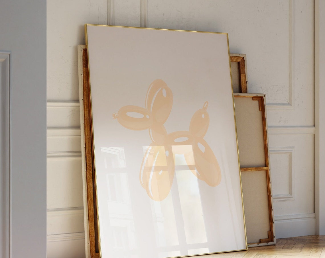 Orange Balloon Dog Portrait Format Minimalist Pop Art Wall Poster
