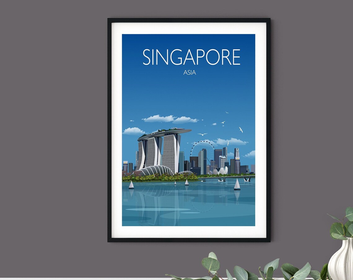 City of Singapore Travel Poster, Minimalist Cityscape - Image 3