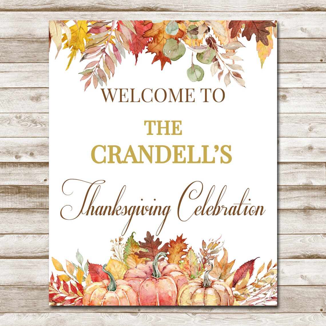 Welcome to the Crandell's Thanksgiving Celebration Personalized Wall Art - Image 4