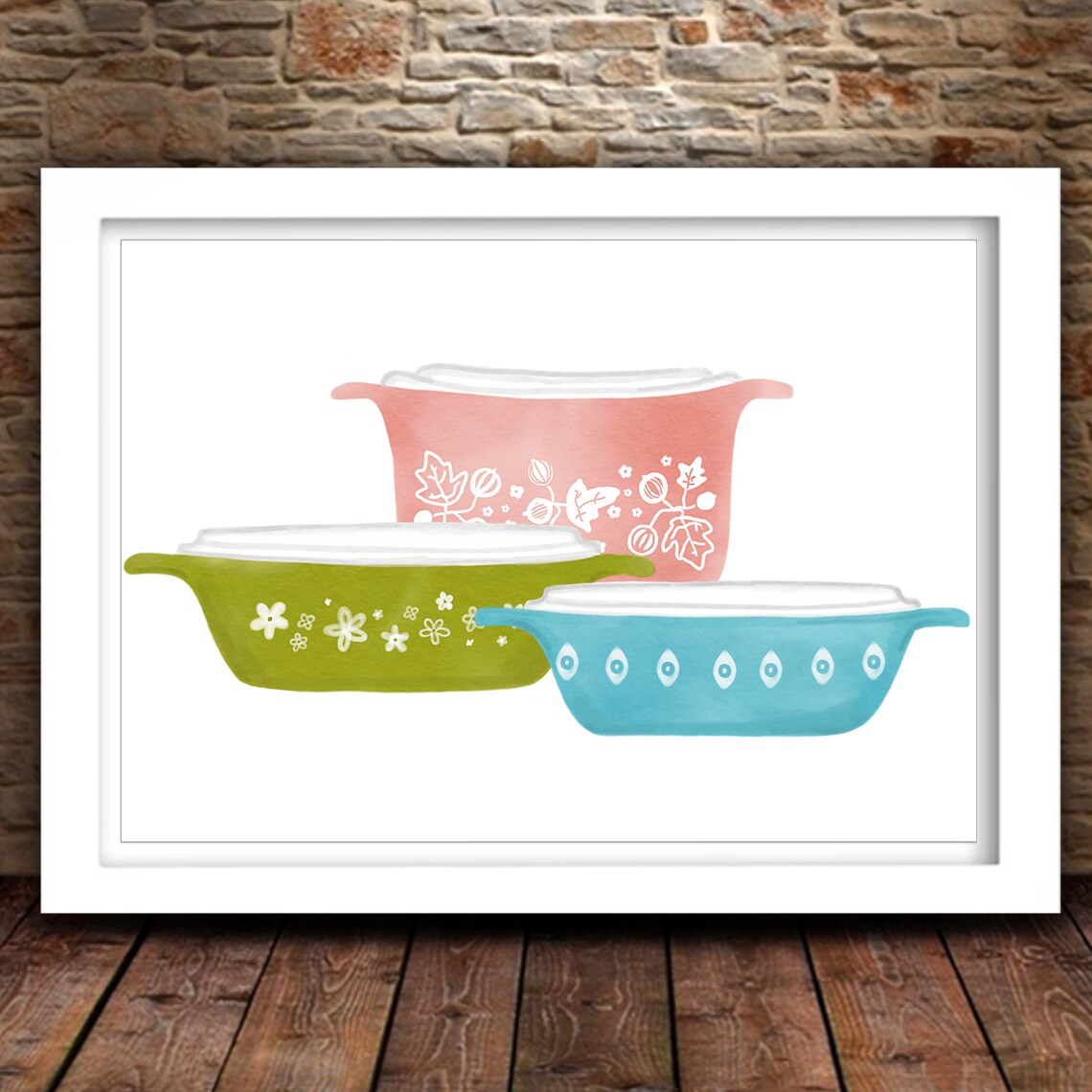 Vintage Pyrex Kitchen Art Print, Retro Farmhouse Decor - Image 2