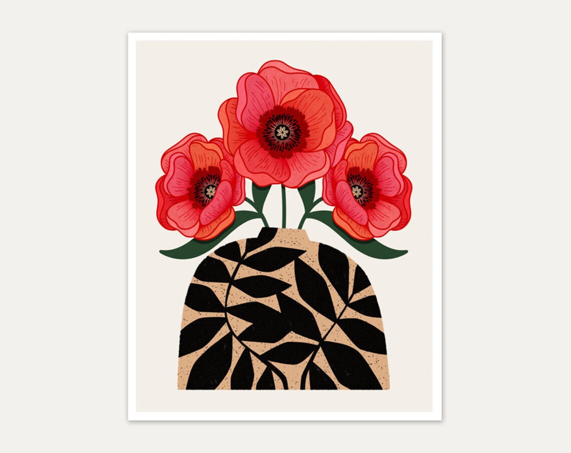 Flowers In Vase Series II Botanical Art Print - Image 2
