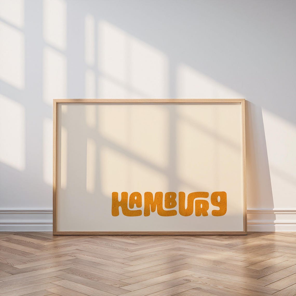 Hamburg Retro Mustard Typography Minimalist German City Gallery Print