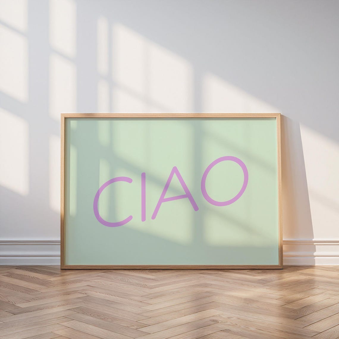 Ciao Italian Typography Lilac Mint Green Minimalist Gallery Print
