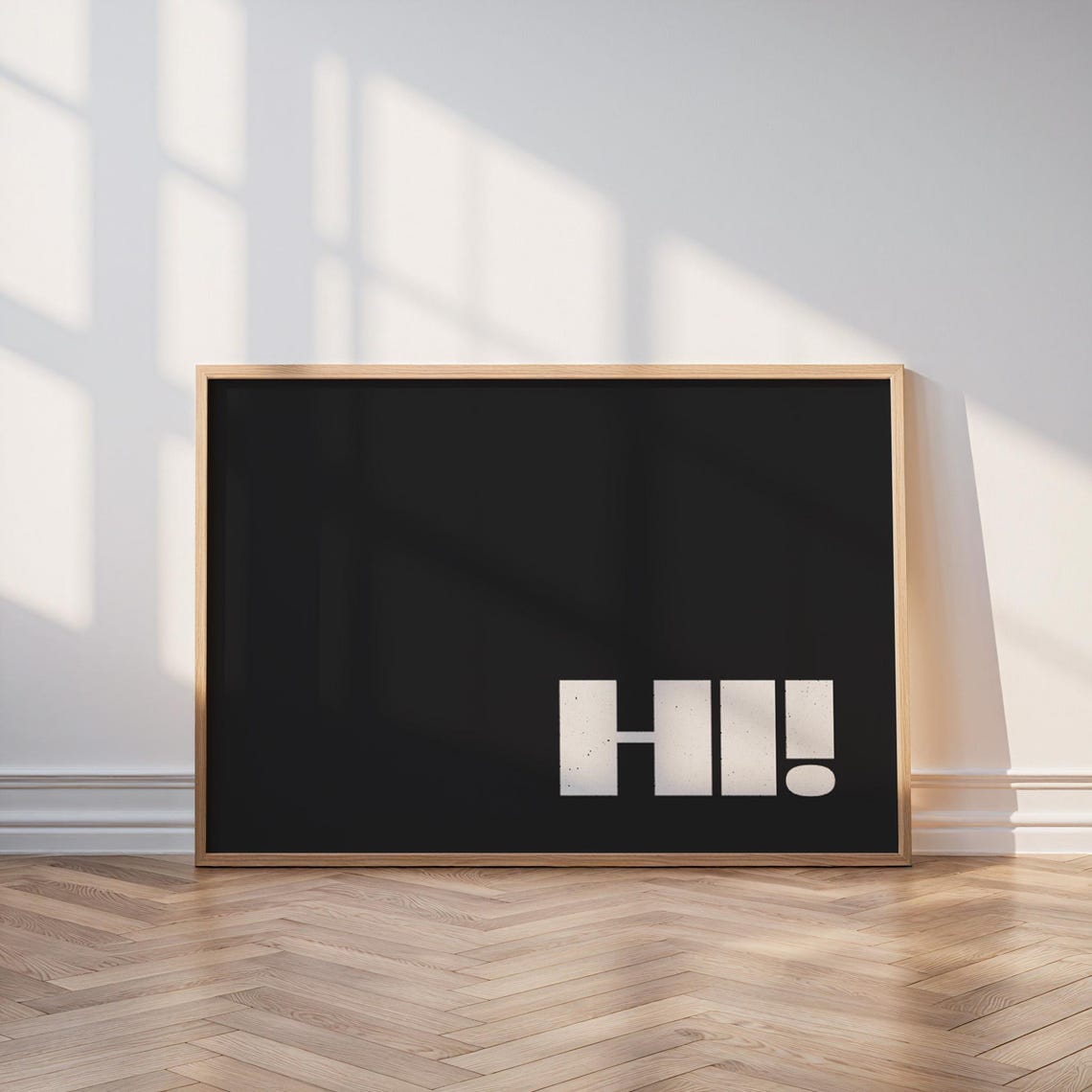 Bold Hi Greeting Black And White Minimalist Typography Poster