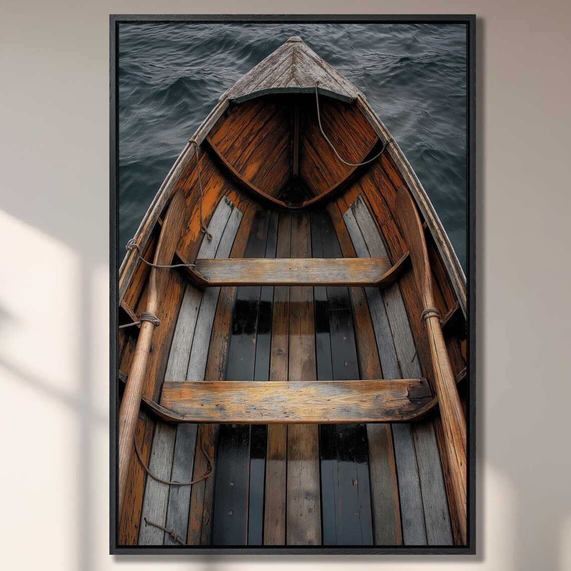 Rustic Wooden Rowboat Vintage Nautical Wall Decor